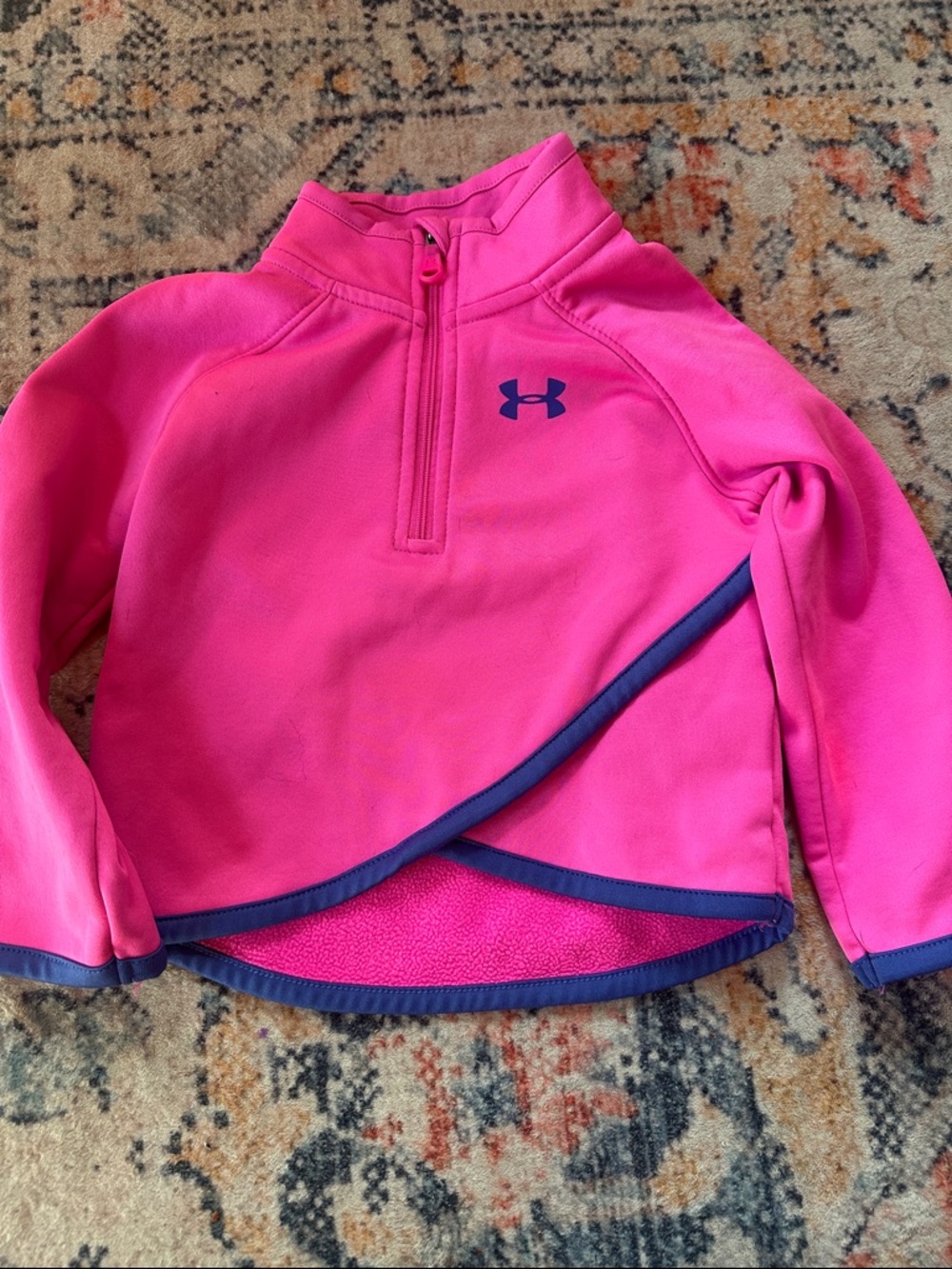 Under Armour Hot Pink Half-Zip Pullover with Navy Trim